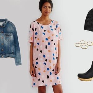 Dusen Dusen Pink Abstract Dot Shift Dress Large